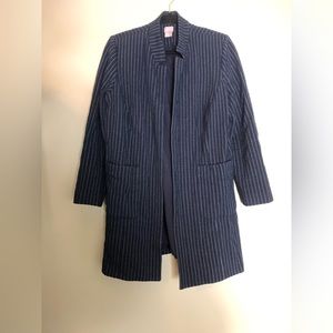 Chico’s Navy Pinstripe Stitch Boyfriend Blazer Sz 2